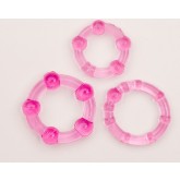 Эрекционные кольца Toyfa, 3 штуки в наборе, розовые