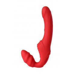 Безремневой страпон Toyfa Black&Red с вибрацией, красный, 35 см